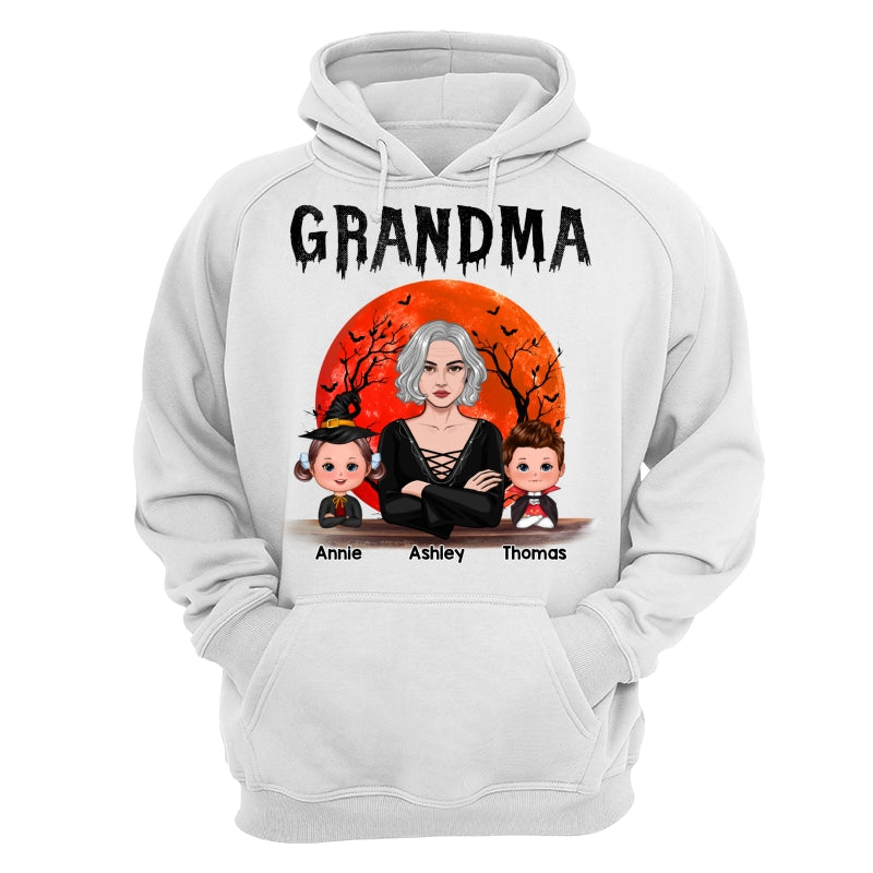 Grandma Mom Witch With GrandKids Halloween Woman Vector Personalized Shirt