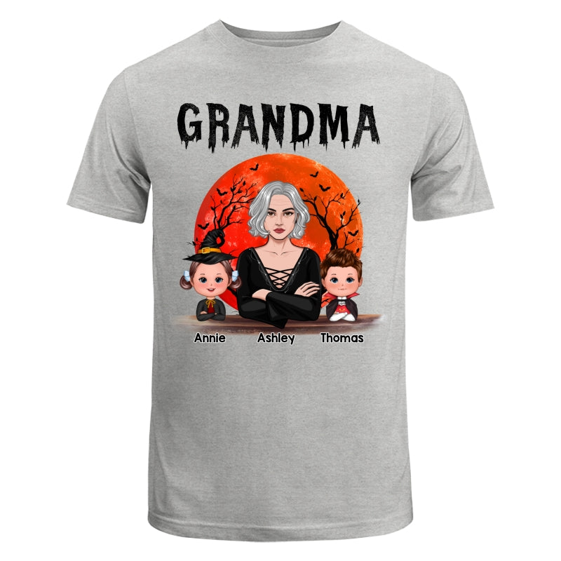 Grandma Mom Witch With GrandKids Halloween Woman Vector Personalized Shirt