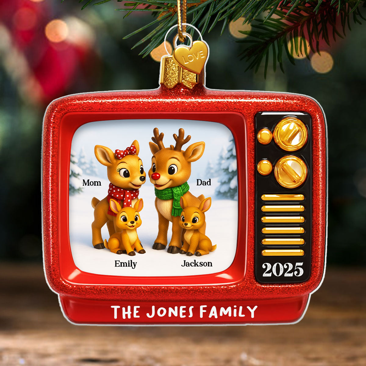 Christmas Classic Reindeer on TV Personalized Acrylic Ornament