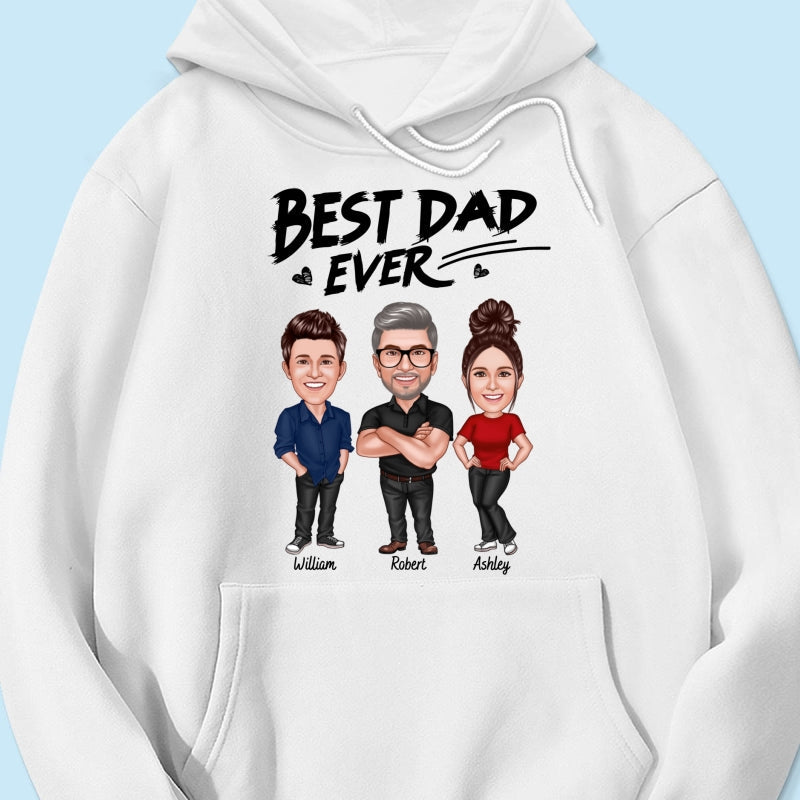 Best Dad Ever Caricature Man And Kids Personalized Shirt, Father's Day gift for Dad, for Grandpa, for Husband