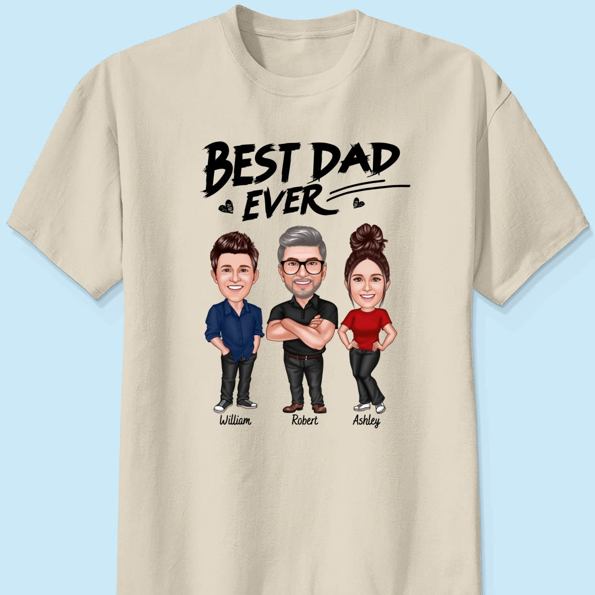 Best Dad Ever Caricature Man And Kids Personalized Shirt, Father's Day gift for Dad, for Grandpa, for Husband