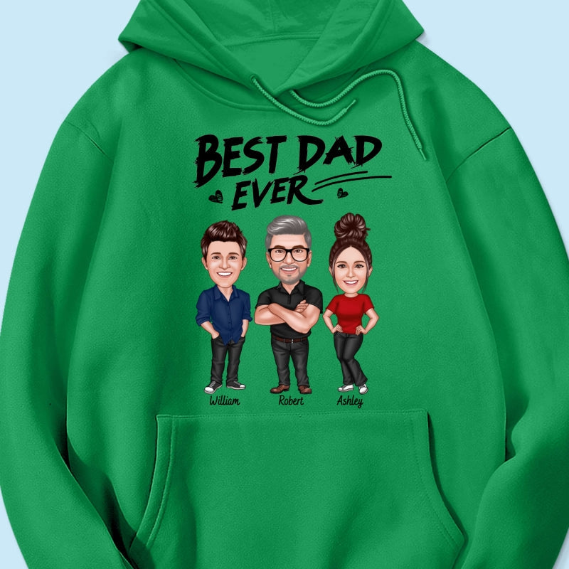 Best Dad Ever Caricature Man And Kids Personalized Shirt, Father's Day gift for Dad, for Grandpa, for Husband