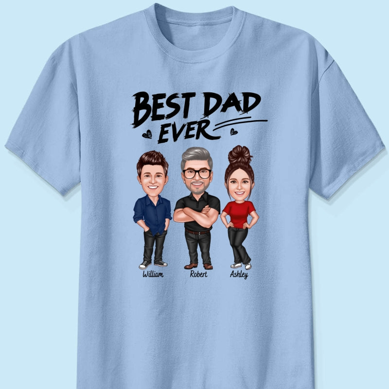 Best Dad Ever Caricature Man And Kids Personalized Shirt, Father's Day gift for Dad, for Grandpa, for Husband