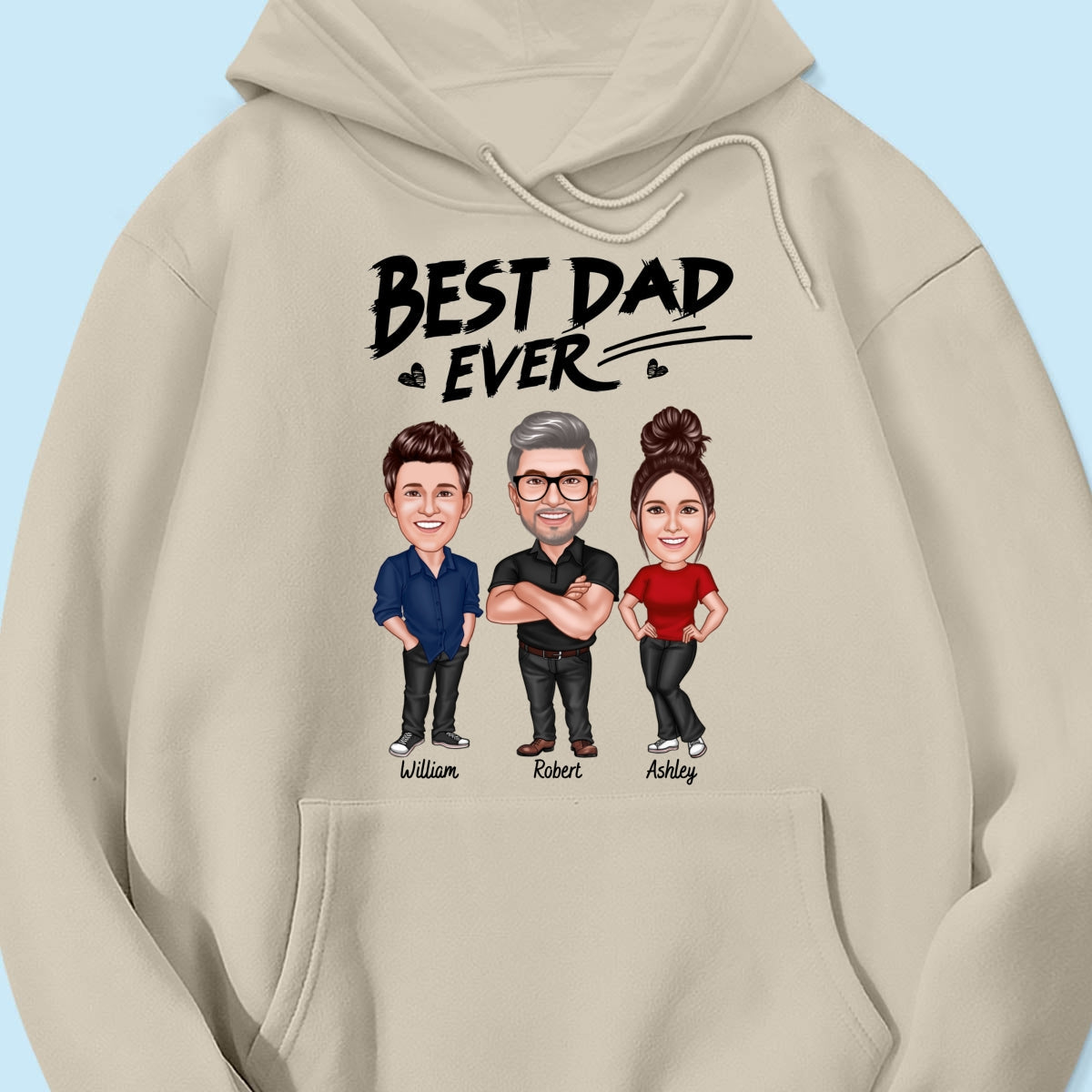 Best Dad Ever Caricature Man And Kids Personalized Shirt, Father's Day gift for Dad, for Grandpa, for Husband