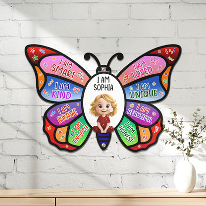 I Am Affirmation Butterfly - Personalized Metal Sign