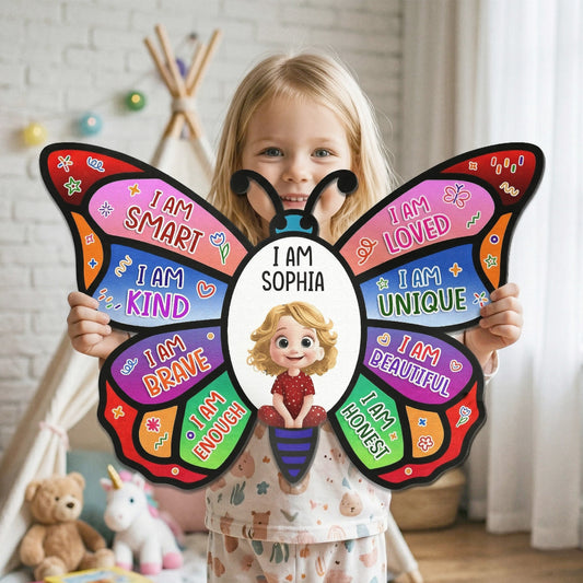 I Am Affirmation Butterfly - Personalized Metal Sign
