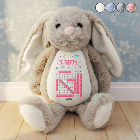 I Am Affirmation Kid Word Search Puzzle - Personalized Bunny Plush