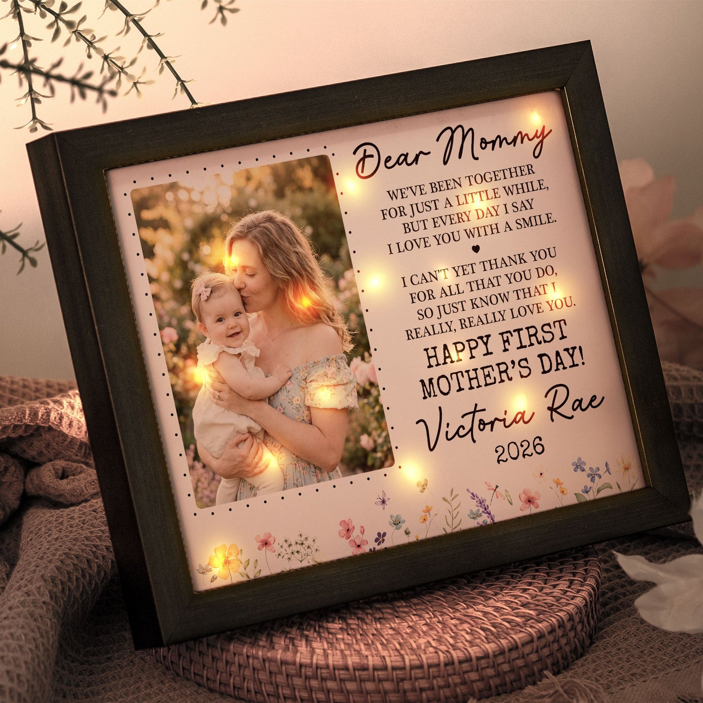 I Love You With A Smile Mother's Day Gift For Mom, Wife, New Mom Gift - Personalized Shadow Box