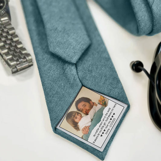 Father's Day Gifts, I'll Always Be You Little Girl You'll Always My Hero - Personalized Photo Tie Patch