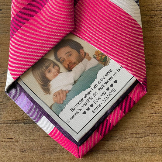 Father's Day Gifts, I'll Always Be You Little Girl You'll Always My Hero - Personalized Photo Tie Patch