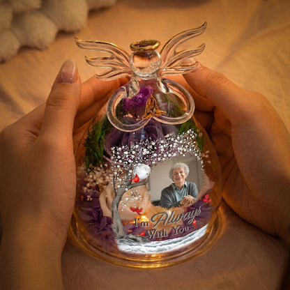 I'm Always With You - Personalized Flower In Glass Angel Figurines