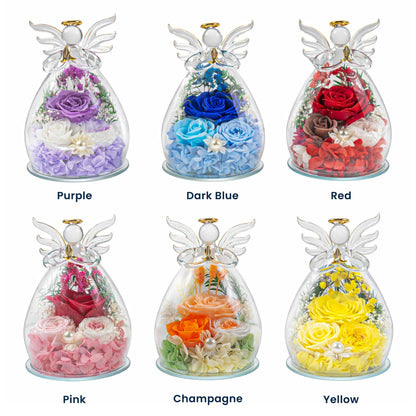 I'm Always With You - Personalized Flower In Glass Angel Figurines