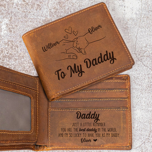 Father's Day Gifts, I'm So Lucky To Have You As My Daddy - New Dad Gifts - Personalized Leather Wallet