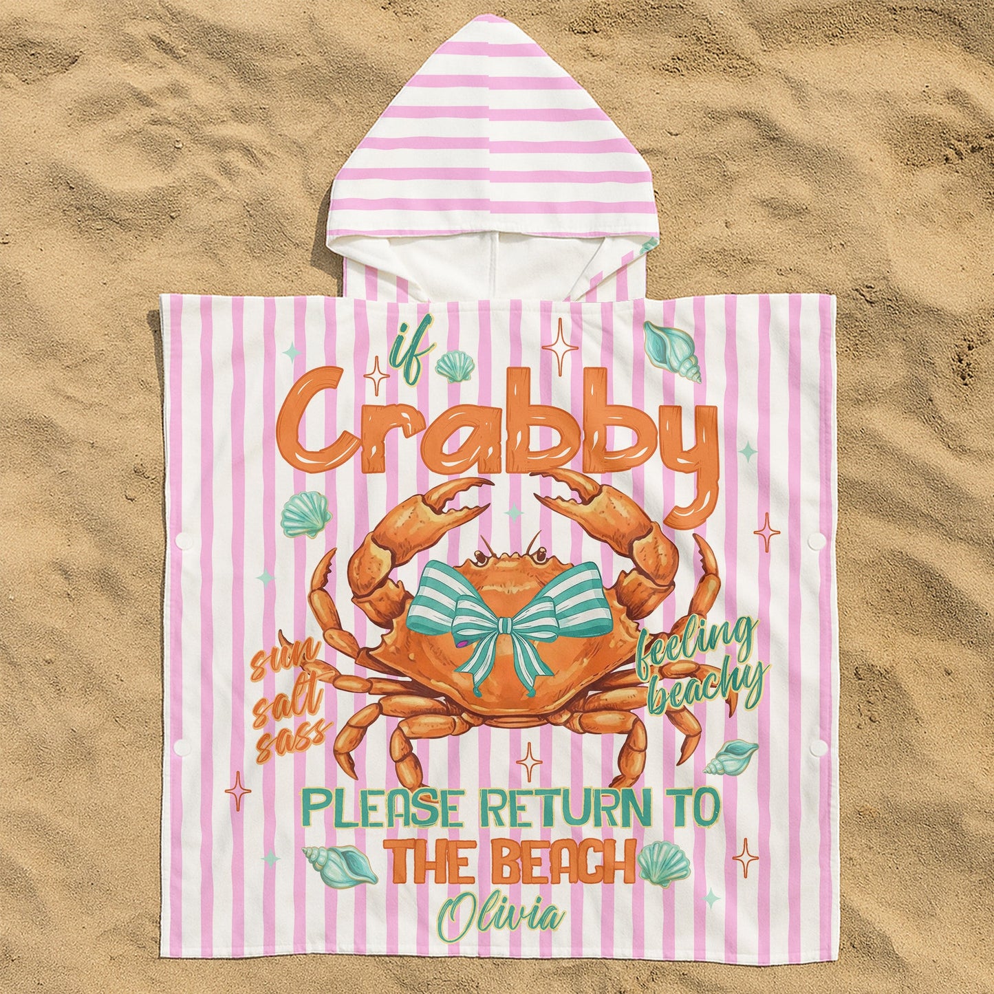 If Crabby Please Return To The Beach - Personalized Beach Towel