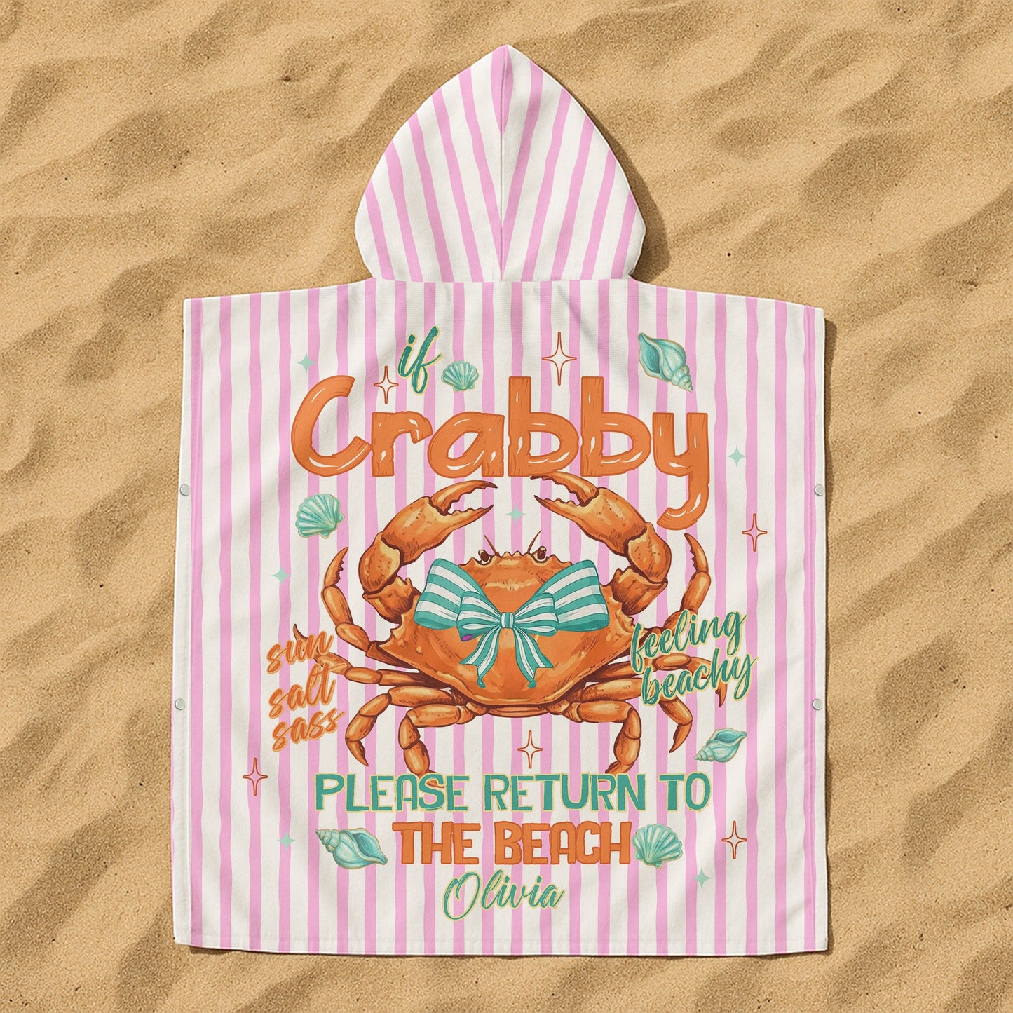 If Crabby Please Return To The Beach - Personalized Beach Towel