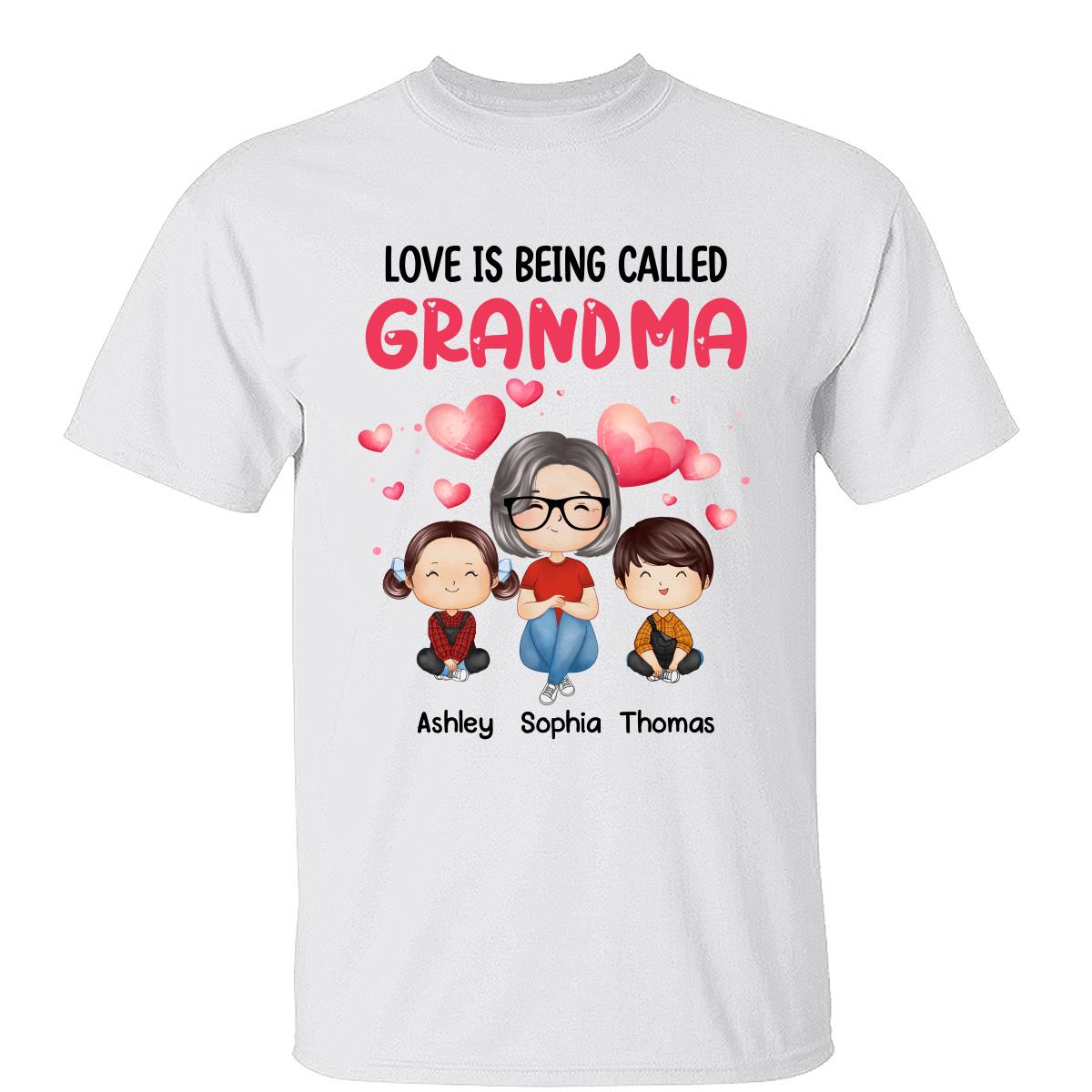 Watercolor Hearts Doll Grandma Grandkids Watercolor Style Personalized Shirt