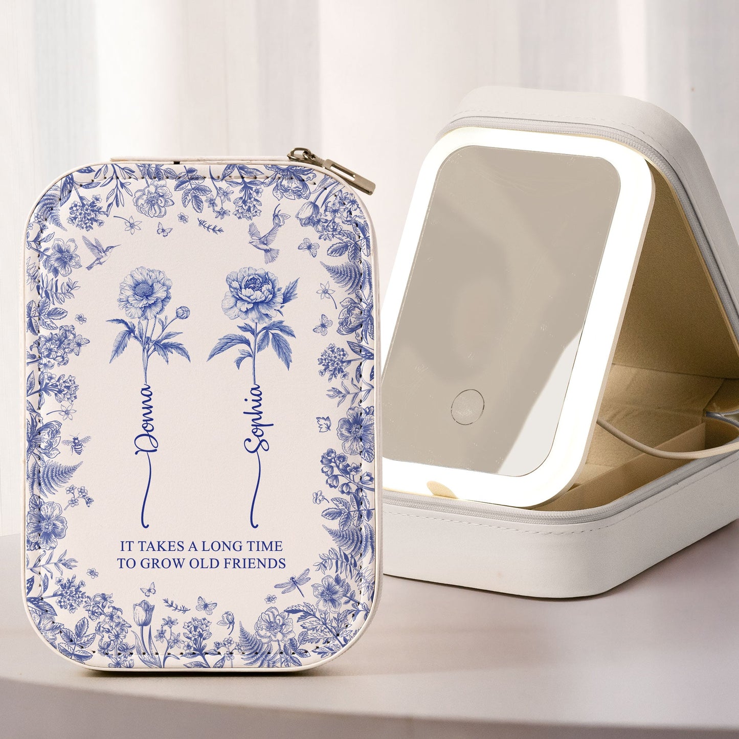 It Takes A Long Time To Grow An Old Friend - Custom Makeup Box With LED Mirror