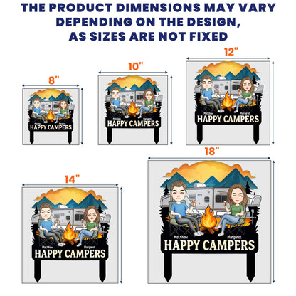 Happy Campers Welcome To Our Campsite - Personalized Metal Garden Stake