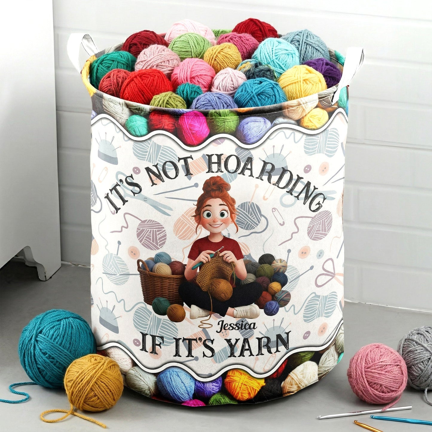 It's Not Hoarding If It's Yarn, Yarn Basket - Personalized Basket