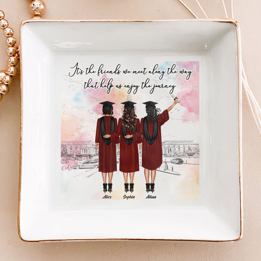 It's The Friends We Meet Along The Way - Personalized Jewelry Dish