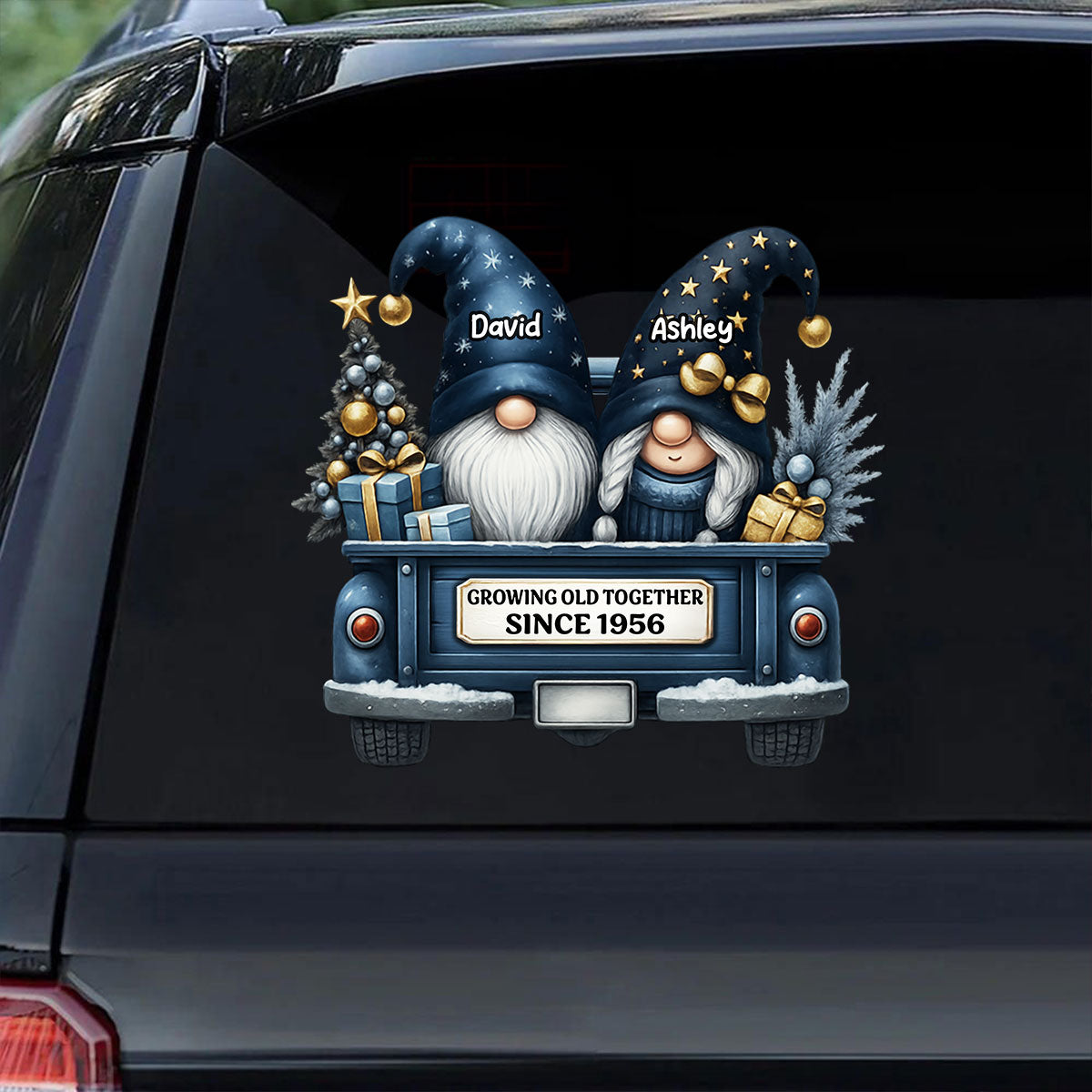 Gnome Couple Growing Old Together Personalized Fridge Decal, Gift for Couple