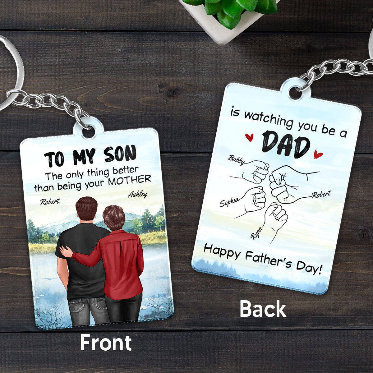From Mom To Son Watching You Be A Dad Personalized Acrylic Keychain, Gift For Son