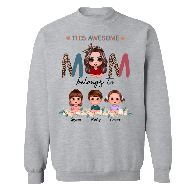 Awesome Mom Belongs To Doll Kids Half Leopard Colorful Personalized Shirt