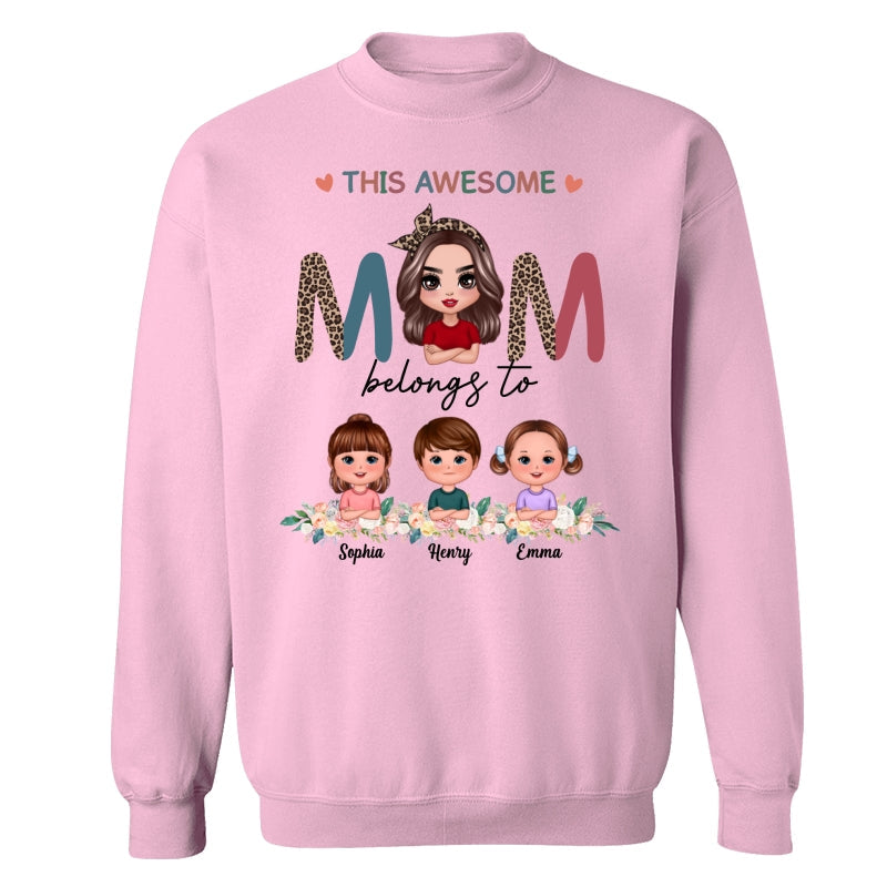 Awesome Mom Belongs To Doll Kids Half Leopard Colorful Personalized Shirt