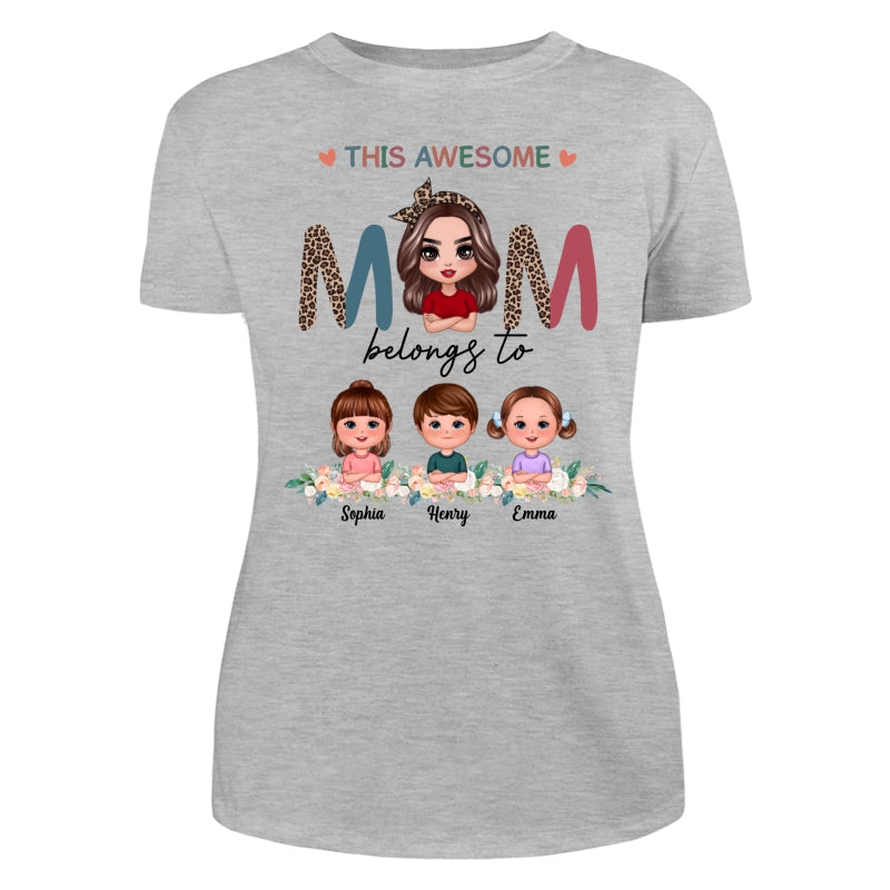 Awesome Mom Belongs To Doll Kids Half Leopard Colorful Personalized Shirt