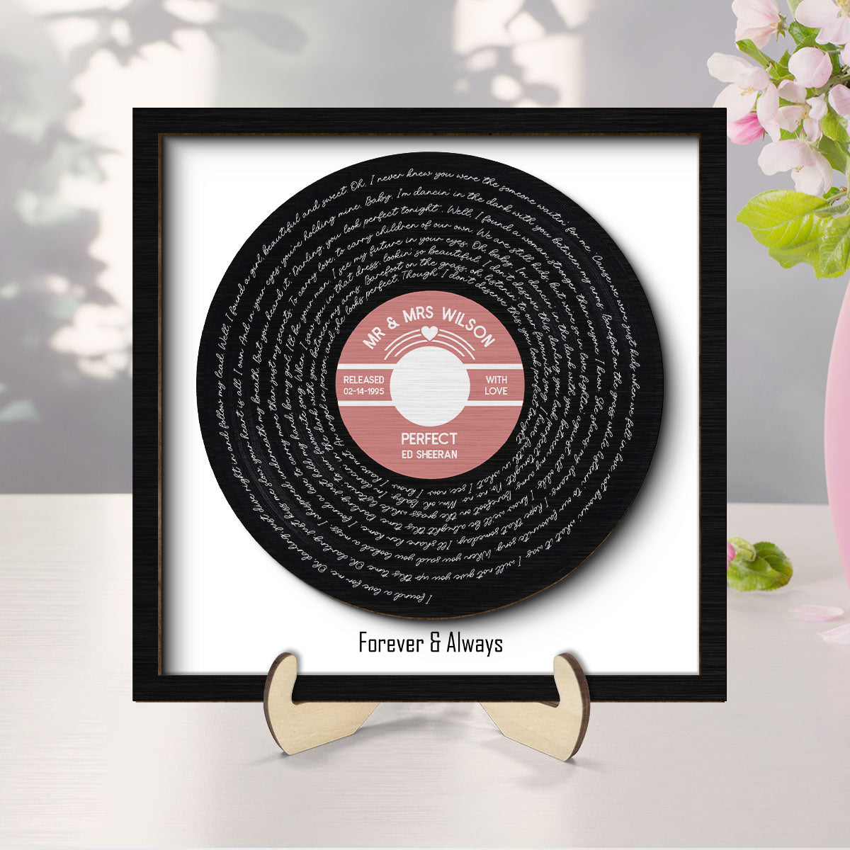 Custom Vinyl Record Label Valentine's Day, Wedding, Father's Day, Anniversary, Unique Gift for Him or Her Personalized 2-Layer Wooden Plaque