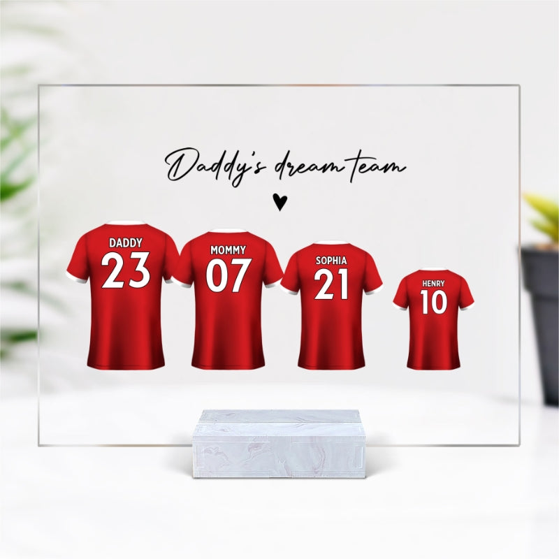 Daddy's Team Soccer Shirt Personalized Acrylic Plaque