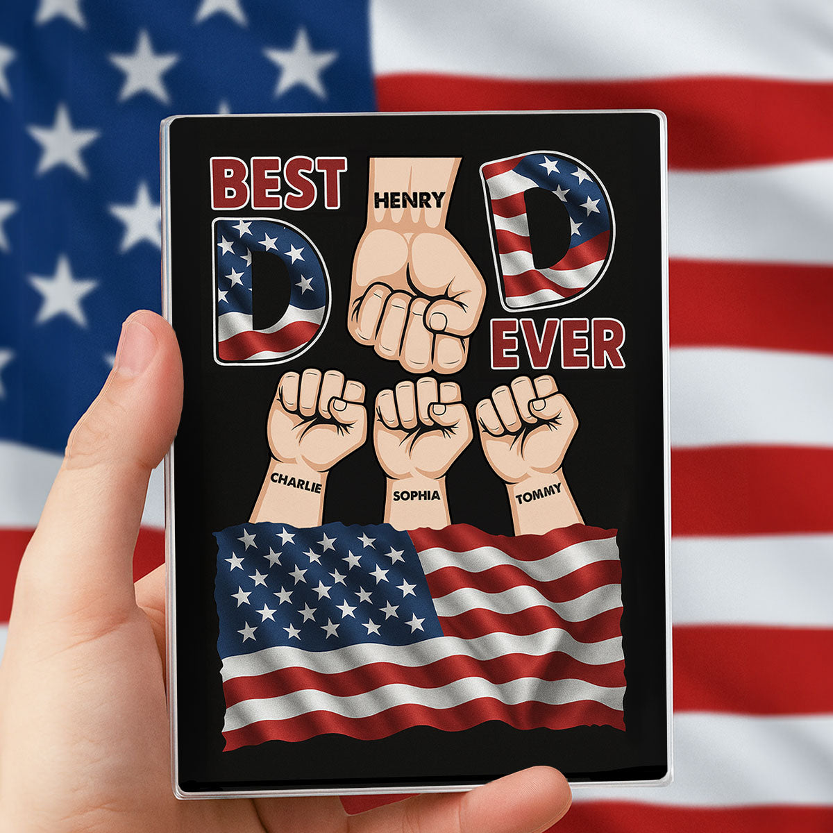 Best Dad Ever Nation Flag Personalized Acrylic Block Plaque,  Gift for Dad