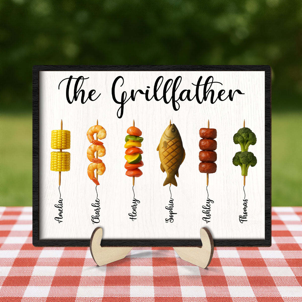 Best Grilling Dad Ever With Kids' Names Personalized 2-Layered Wooden Plaque,  Gift For Husband, For Dad, For Grandpa