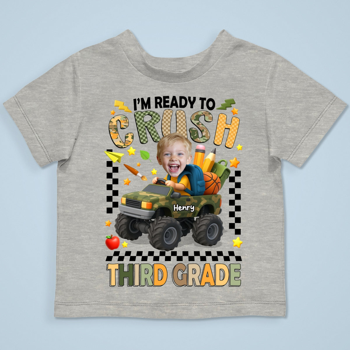 I'm Ready to Crush School Personalized Youth Shirt, Back to School from Pre-K to Fourth Grade for Boys