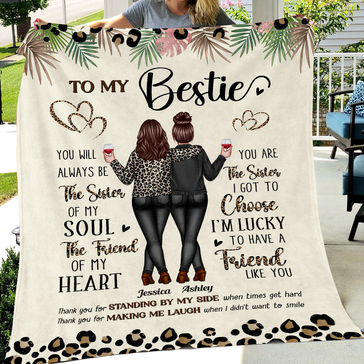 To My Bestie Thank You For Standing By My Side Friendship Personalized Fleece Blanket