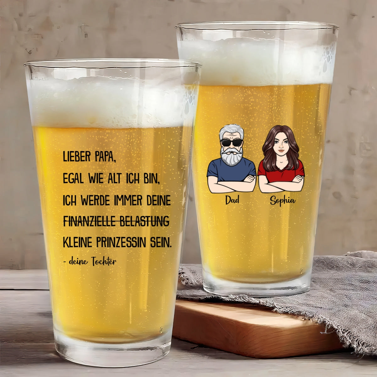 Immer deine finanzielle Belastung - Personalisiertes Bierglas - Lustiges Vatertag Geschenk fr Papa von Tochter