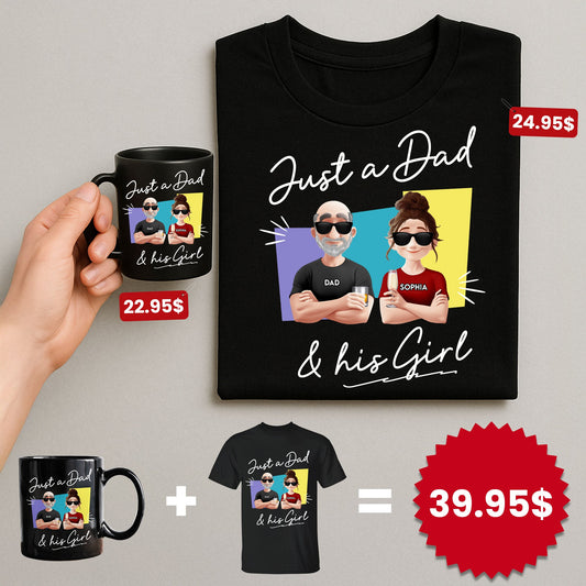 Father's Day Gifts, Just A Dad And His Girl - Custom Father's Day Gift Set