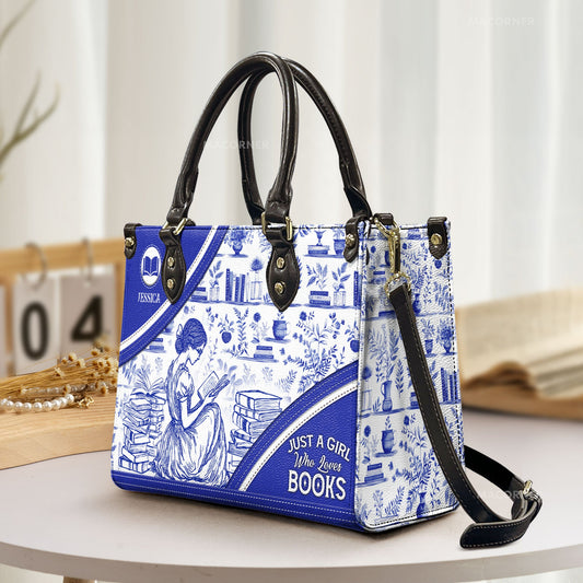 Just A Girl Who Loves Books Toile De Jouy - Personalized Leather Bag
