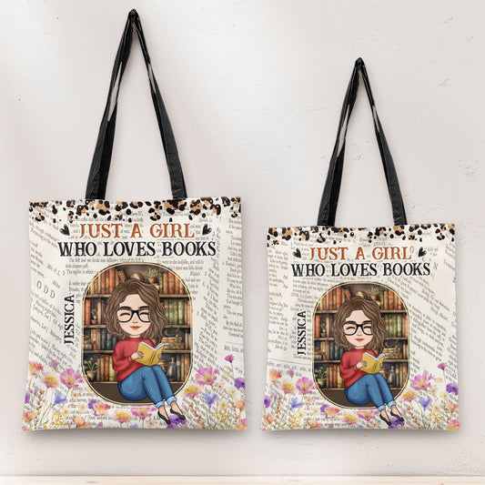 Just A Girl Who Loves Books Vintage Floral Style - Personalized Tote Bag