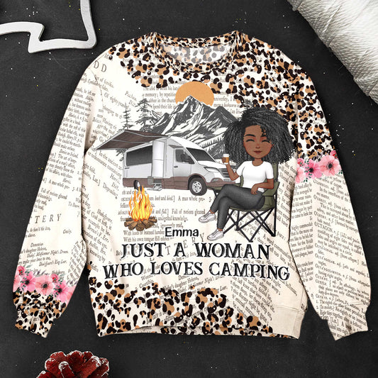 Just A Girl Who Loves Camping Leopard Pattern - Personalized 3D Printed Sweatshirt