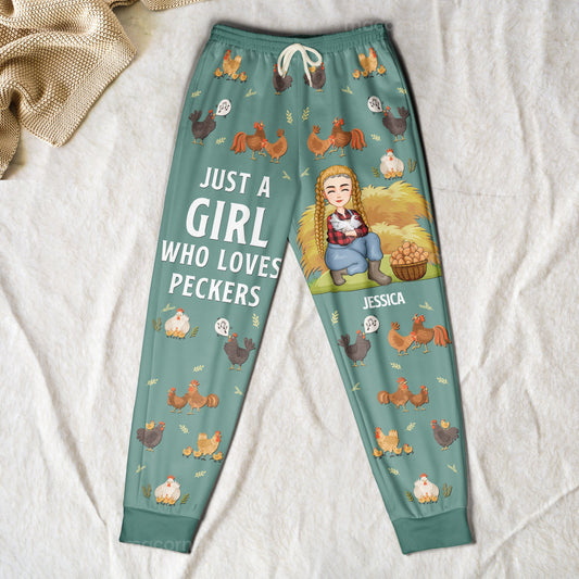 Just A Girl Who Loves Peckers - Personalized Sweatpants - Gift For Daughter