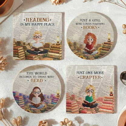 Just A Girl Who Loves Reading Books - For Book Lovers Club - Personalized Coaster