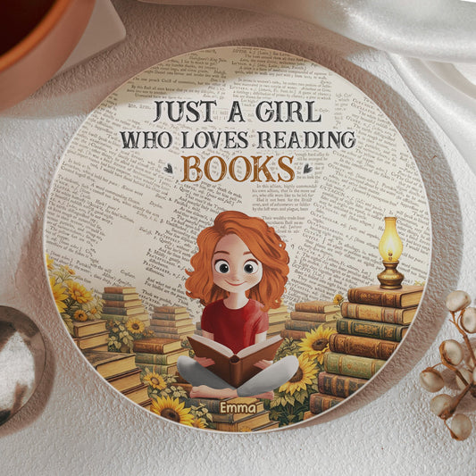 Just A Girl Who Loves Reading Books - For Book Lovers Club - Personalized Coaster