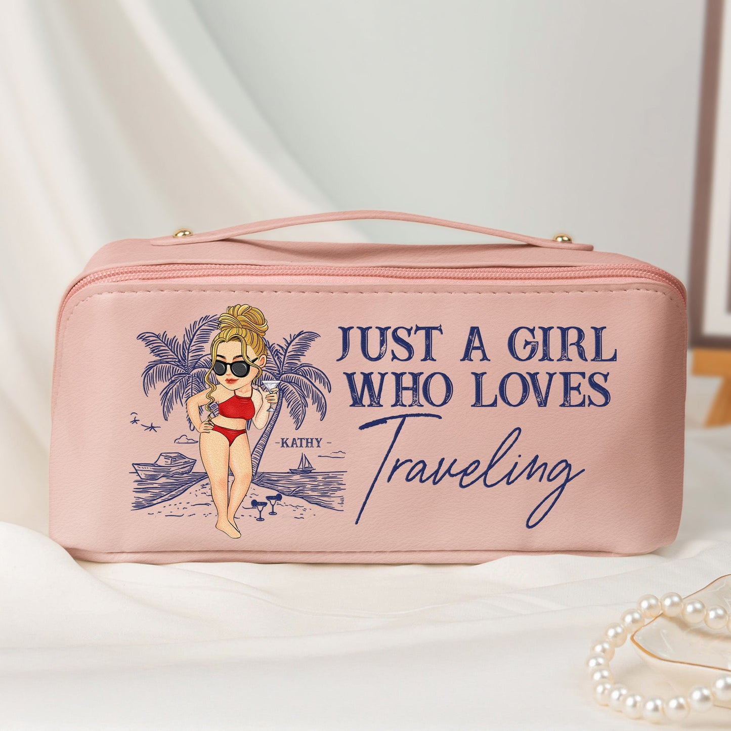 Just A Girl Who Loves Traveling - Personalized Makeup Bag