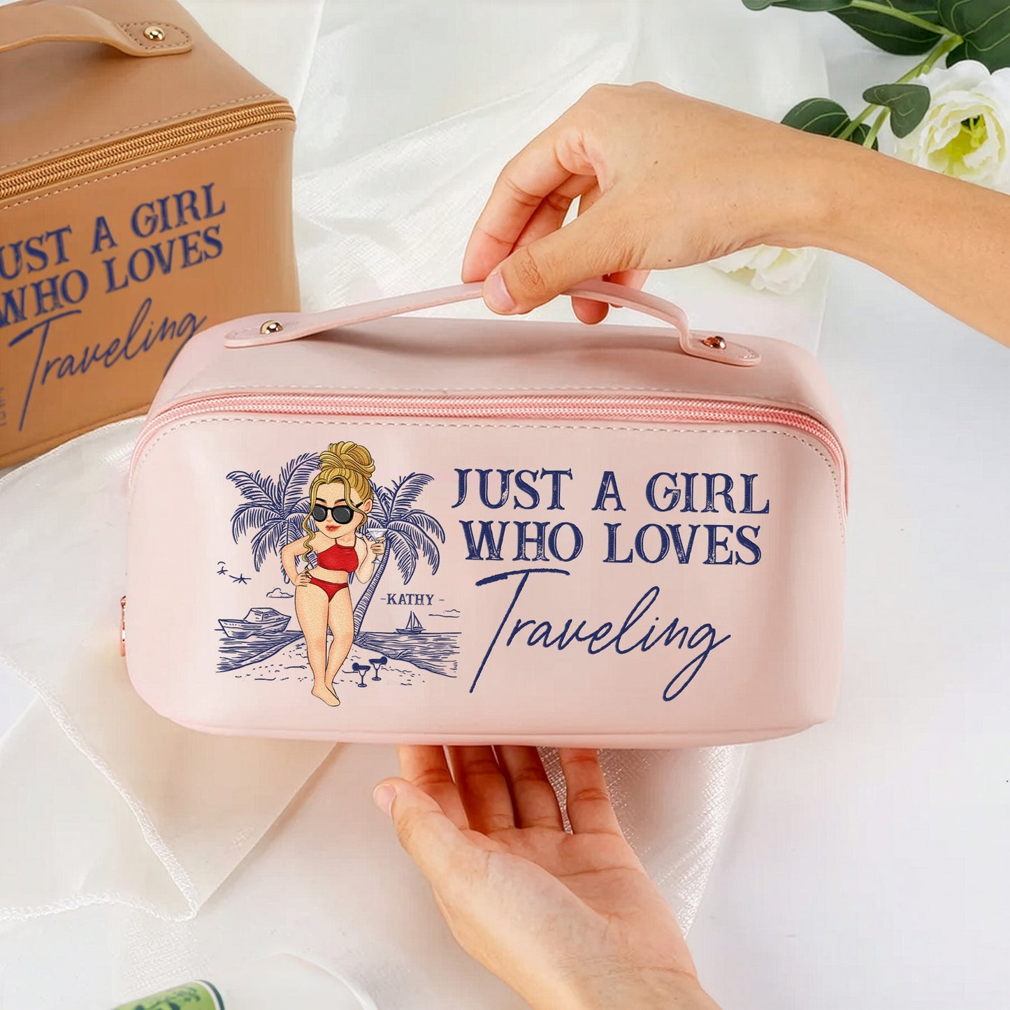 Just A Girl Who Loves Traveling - Personalized Makeup Bag