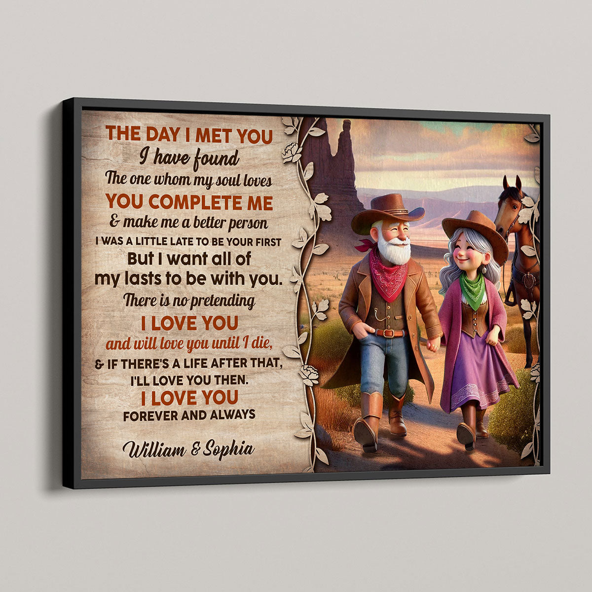 The Day I Met You Cowboy Happy Old Couple Personalized Poster, Anniversary  Gift For Him, For Her, Husband, Wife