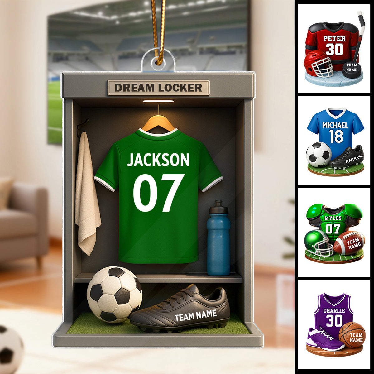 Custom Sports Keepsake - Personalized 3D Sport Acrylic Ornament - Christmas Gift for Son, Daughter, Grandson, Granddaughter