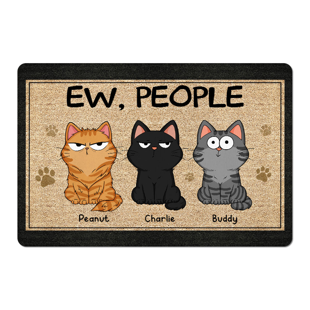 Ew People Funny Fluffy Cat Expression Gift For Cat Lover Personalized Doormat