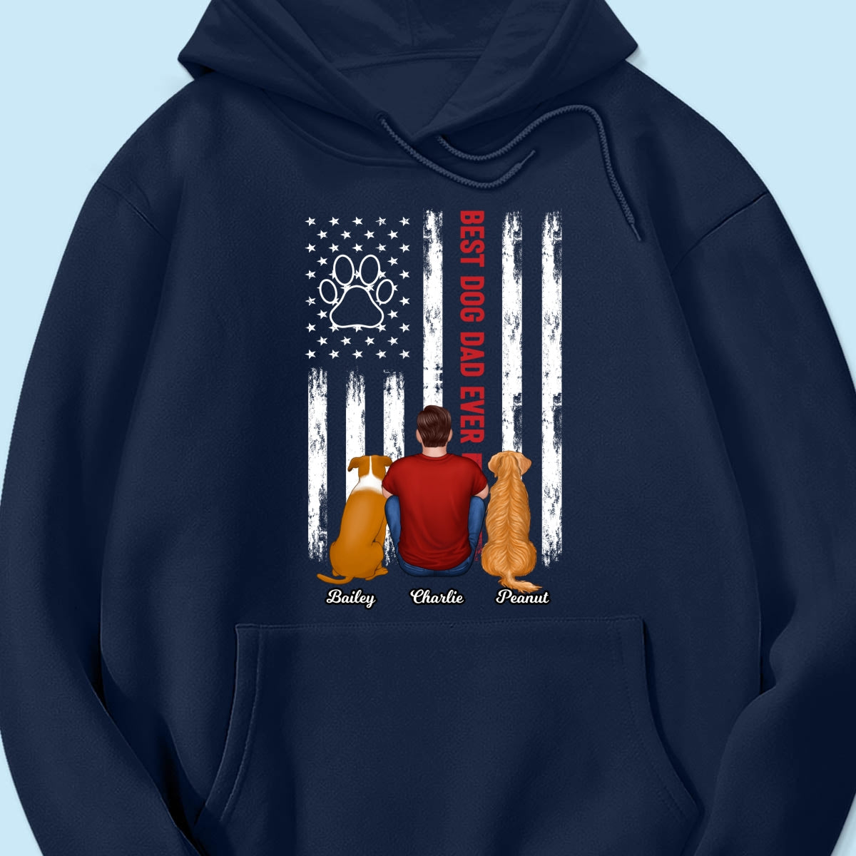 American Best Dog Cat Dad Ever Back View Personalized Shirt