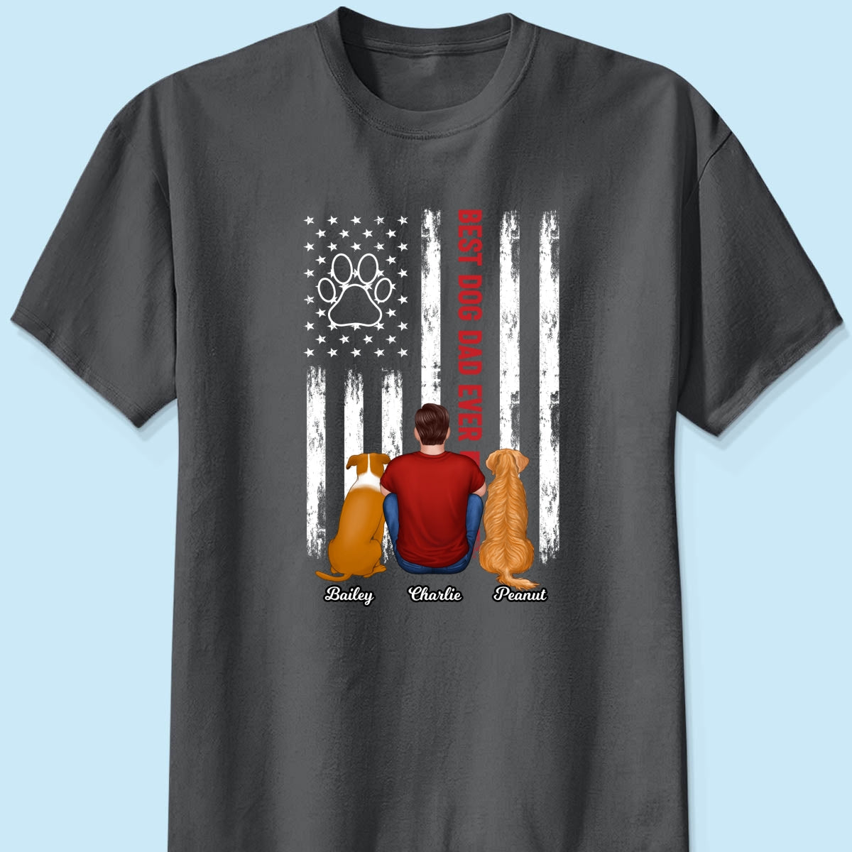 American Best Dog Cat Dad Ever Back View Personalized Shirt